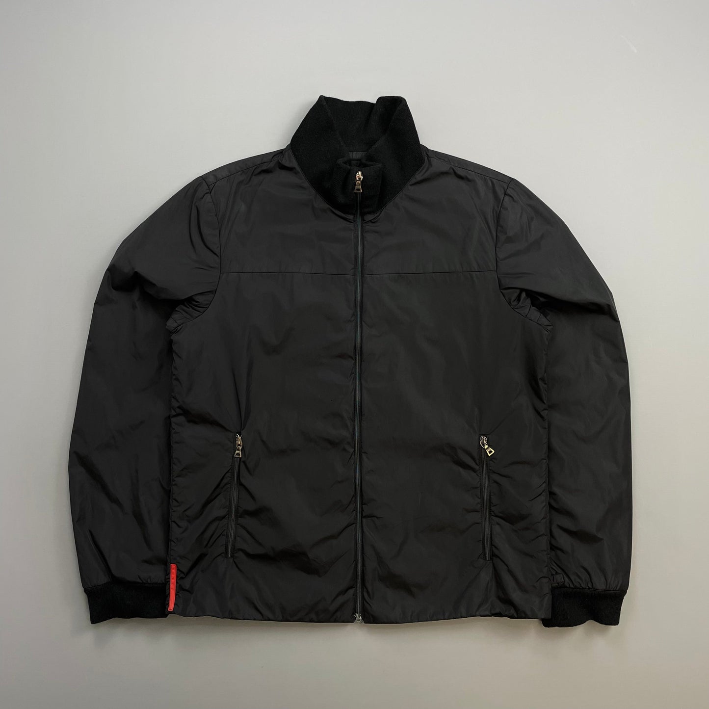 Prada Handbag Sport Wool & Padded Bomber Liner Jacket Nylon Black