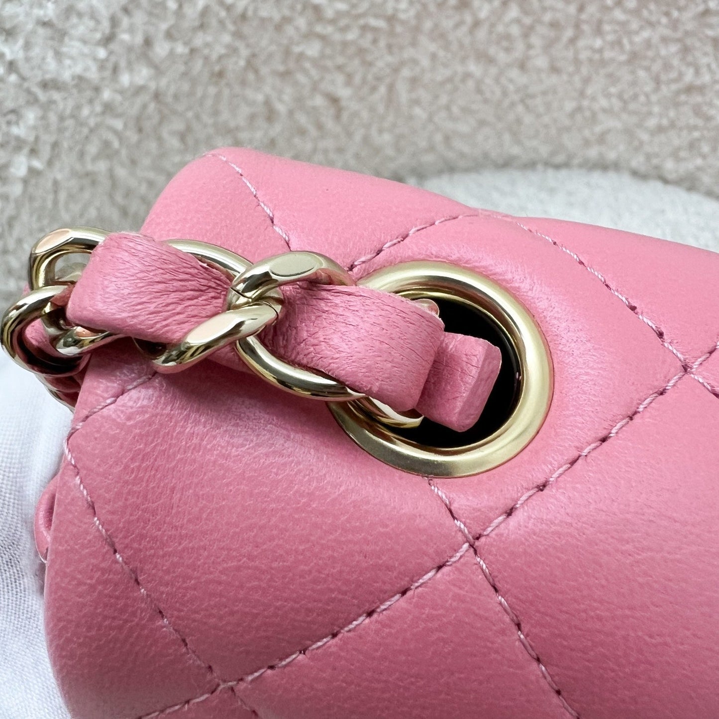 Chanel Mini Rectangle Classic Flap In 21A Pink Lambskin And Lghw Bag