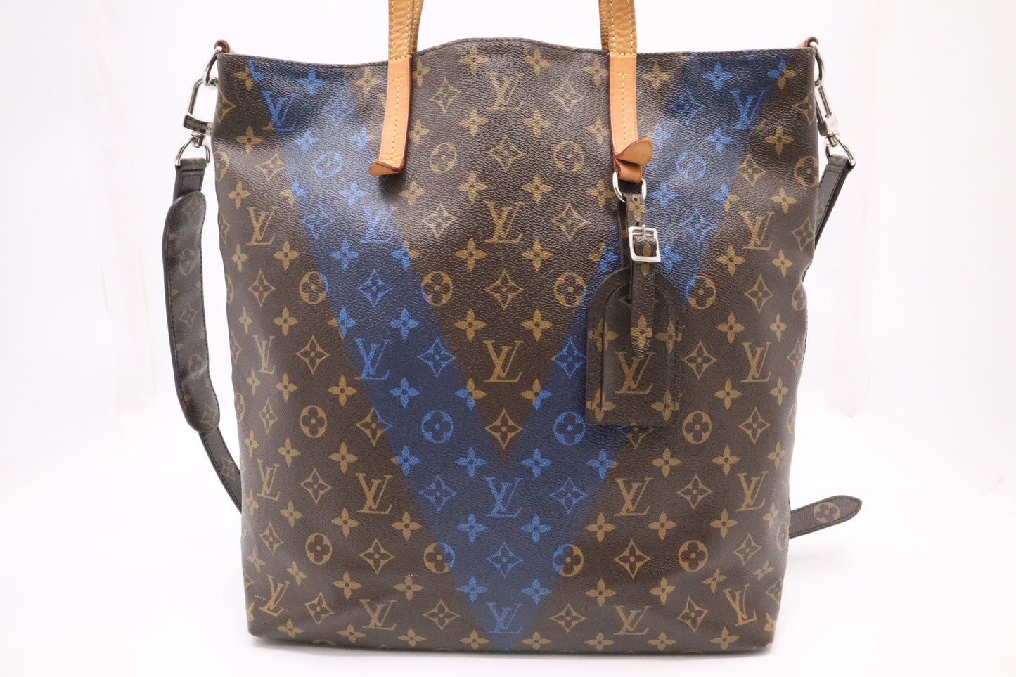 Louis Vuitton Cabas V Line Monogram Canvas Blue Handbag