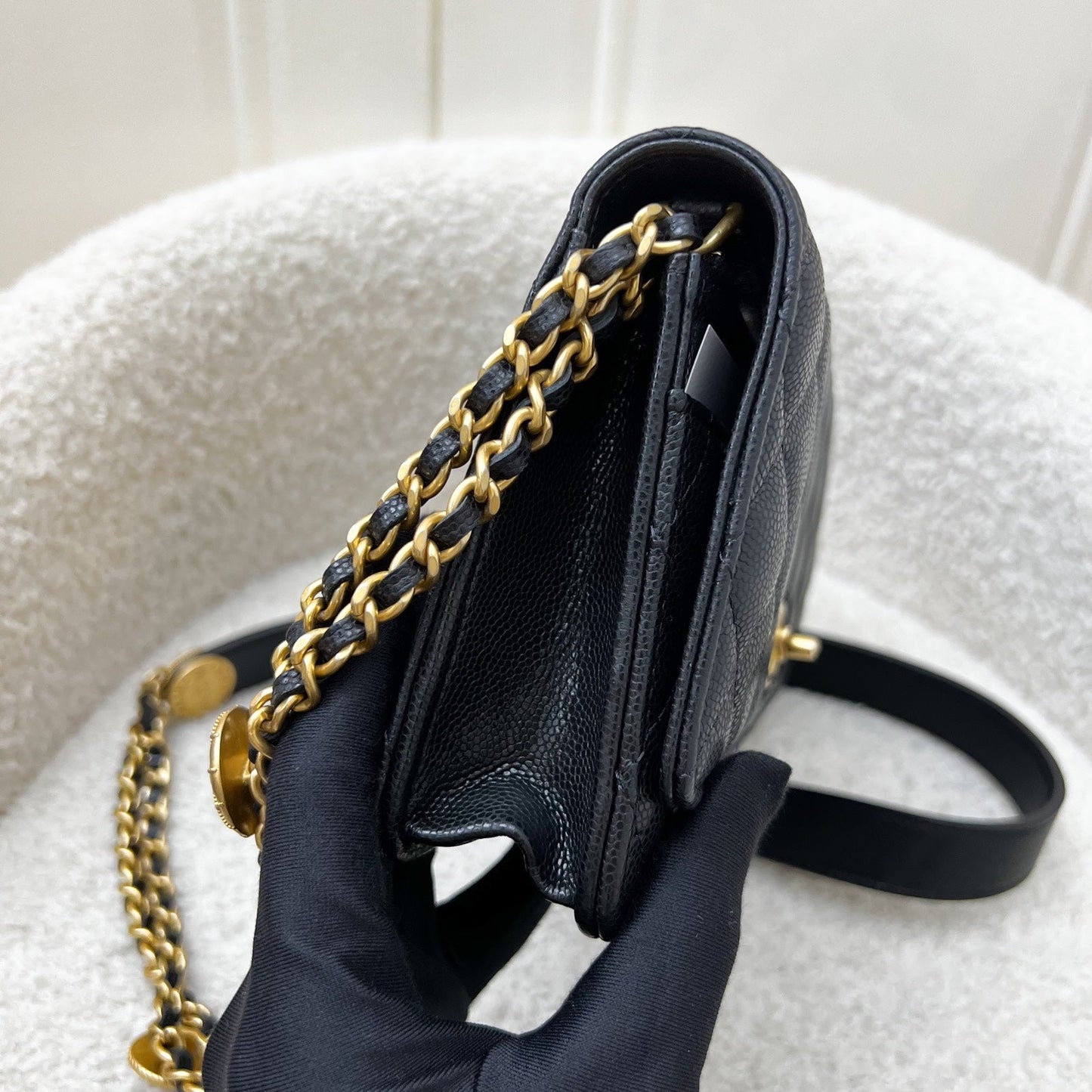 Chanel Twist Your Buttons Wallet on Chain WOC in Black Caviar and Aghw ( ) Handbag