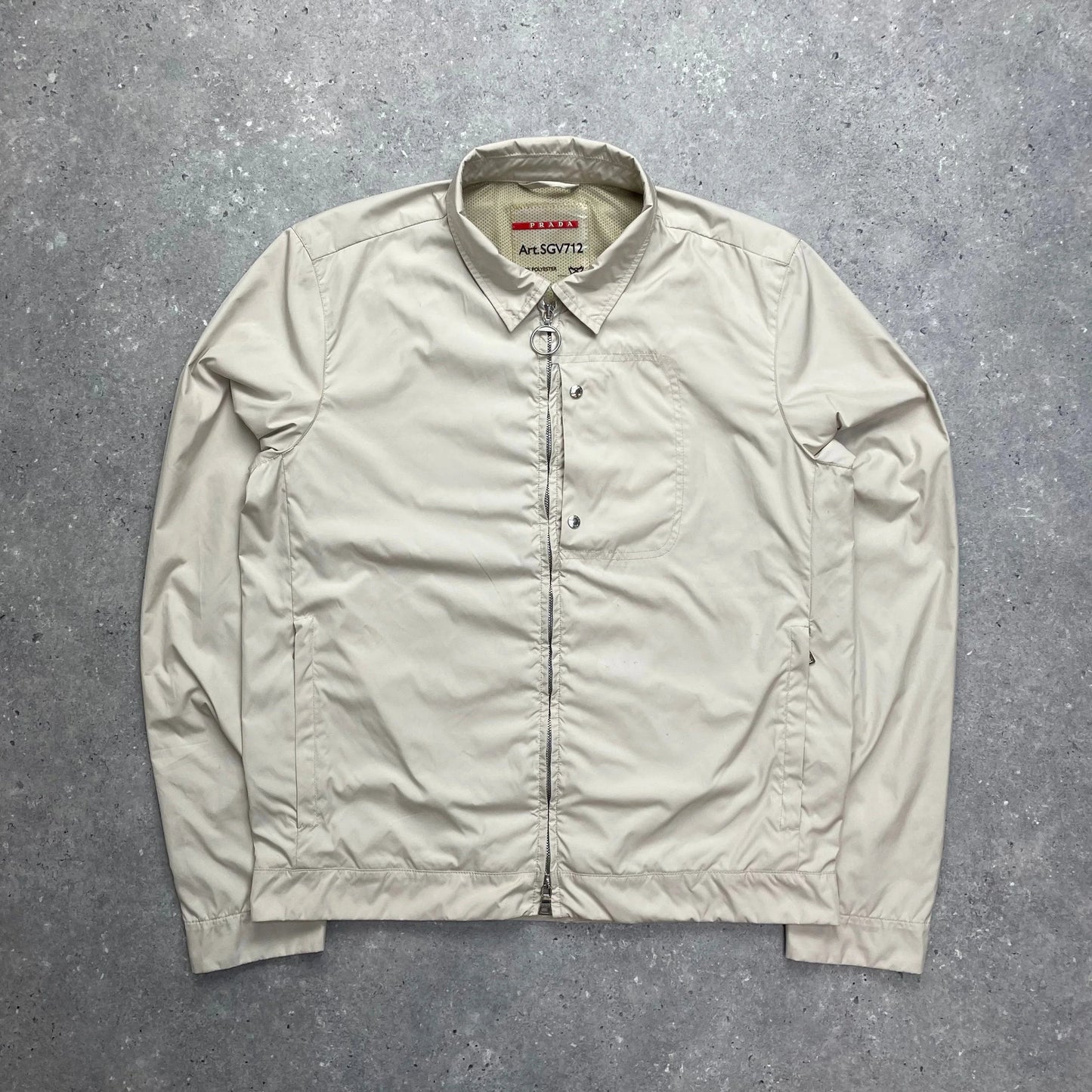 Prada Handbag Harrington Two-Way Jacket Tg50 Cream Zip