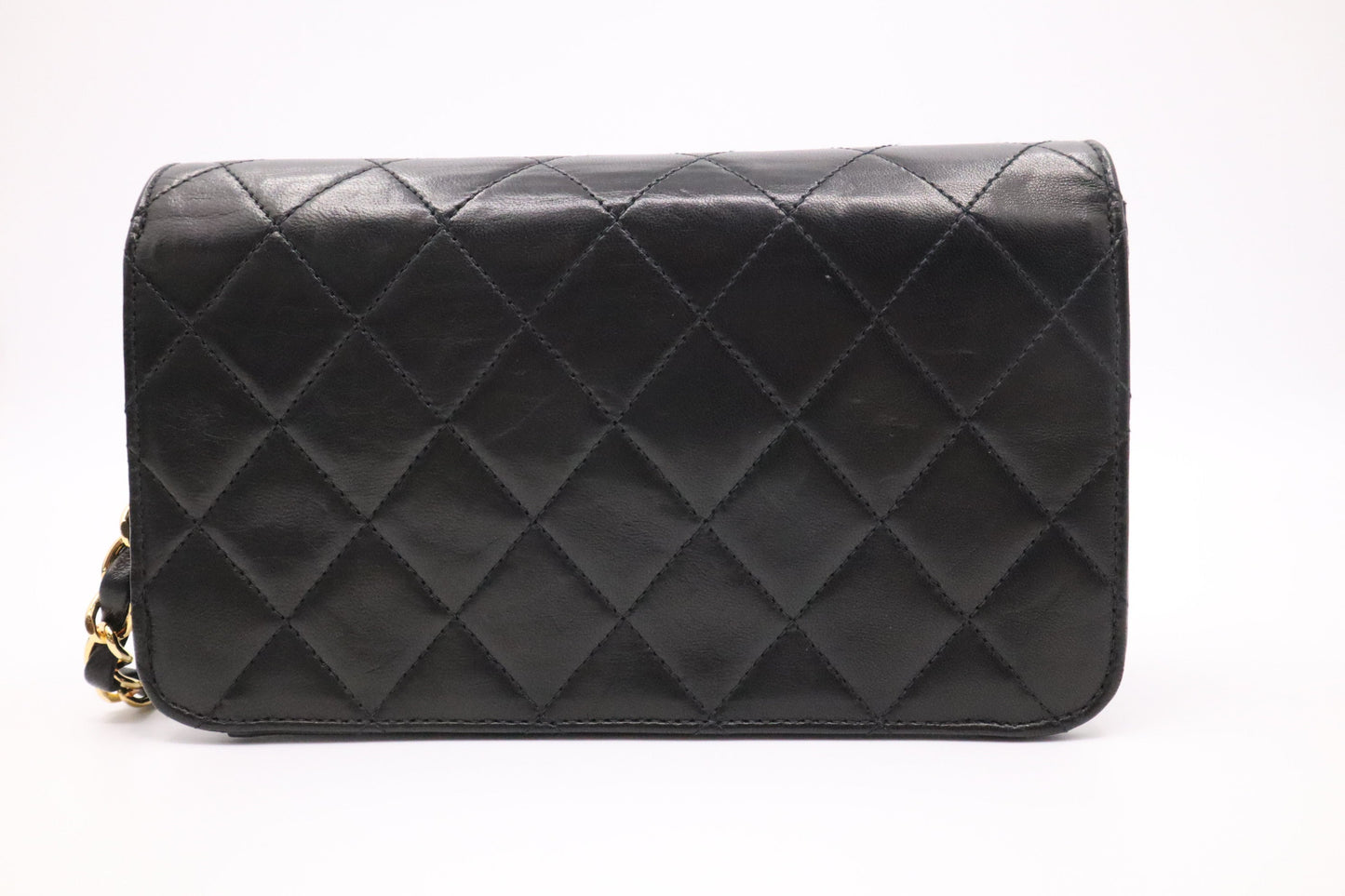 Chanel Full Flap Mattelassé Black Leather Mini Bag