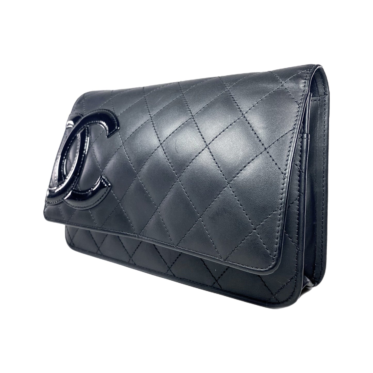 Chanel Black Quilted Cambon Lambskin Wallet on Chain