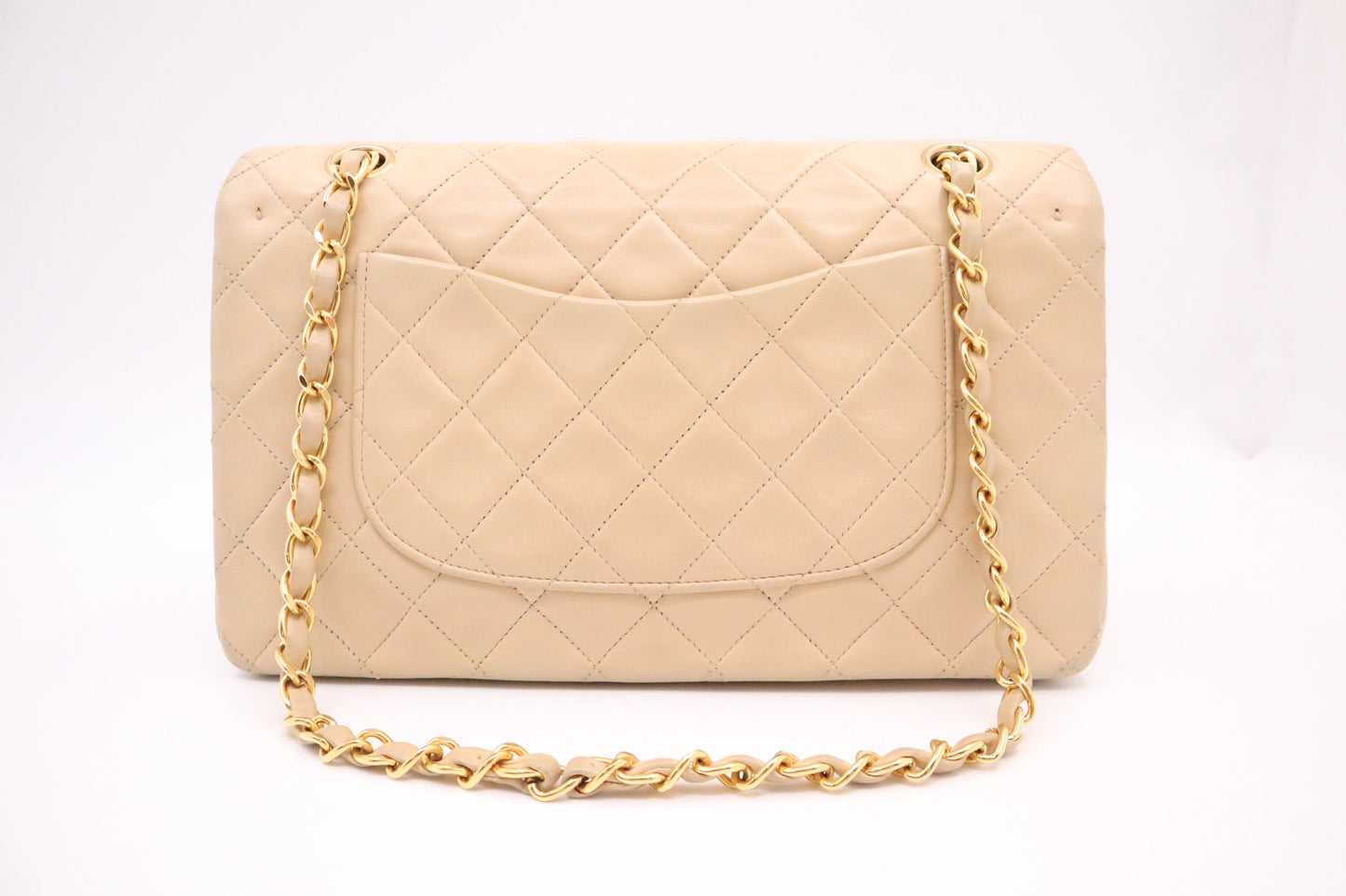 Chanel Double Flap Mattelassé Beige Leather Handbag