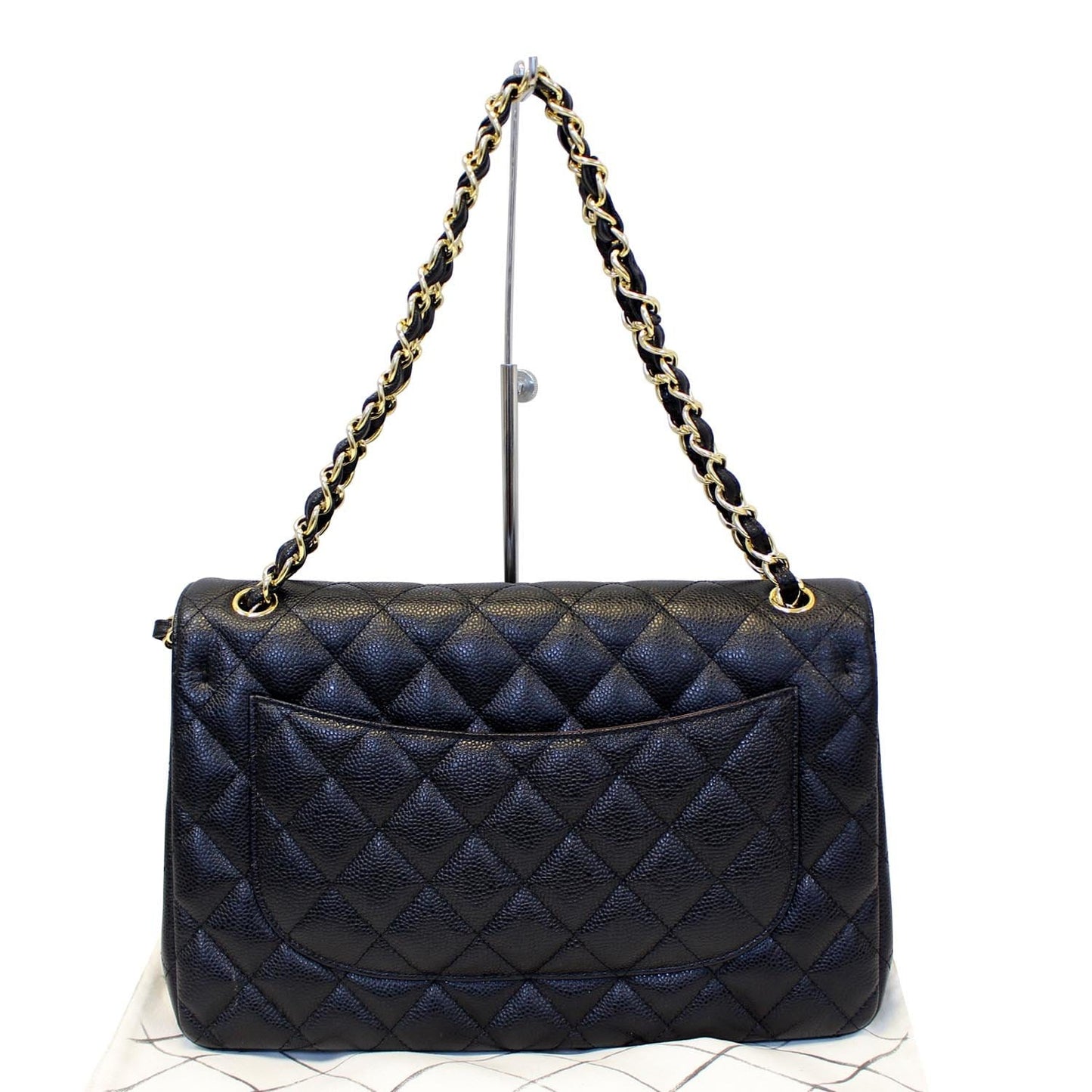 Chanel Classic Jumbo Caviar Double Flap Leather Black Travel Bag
