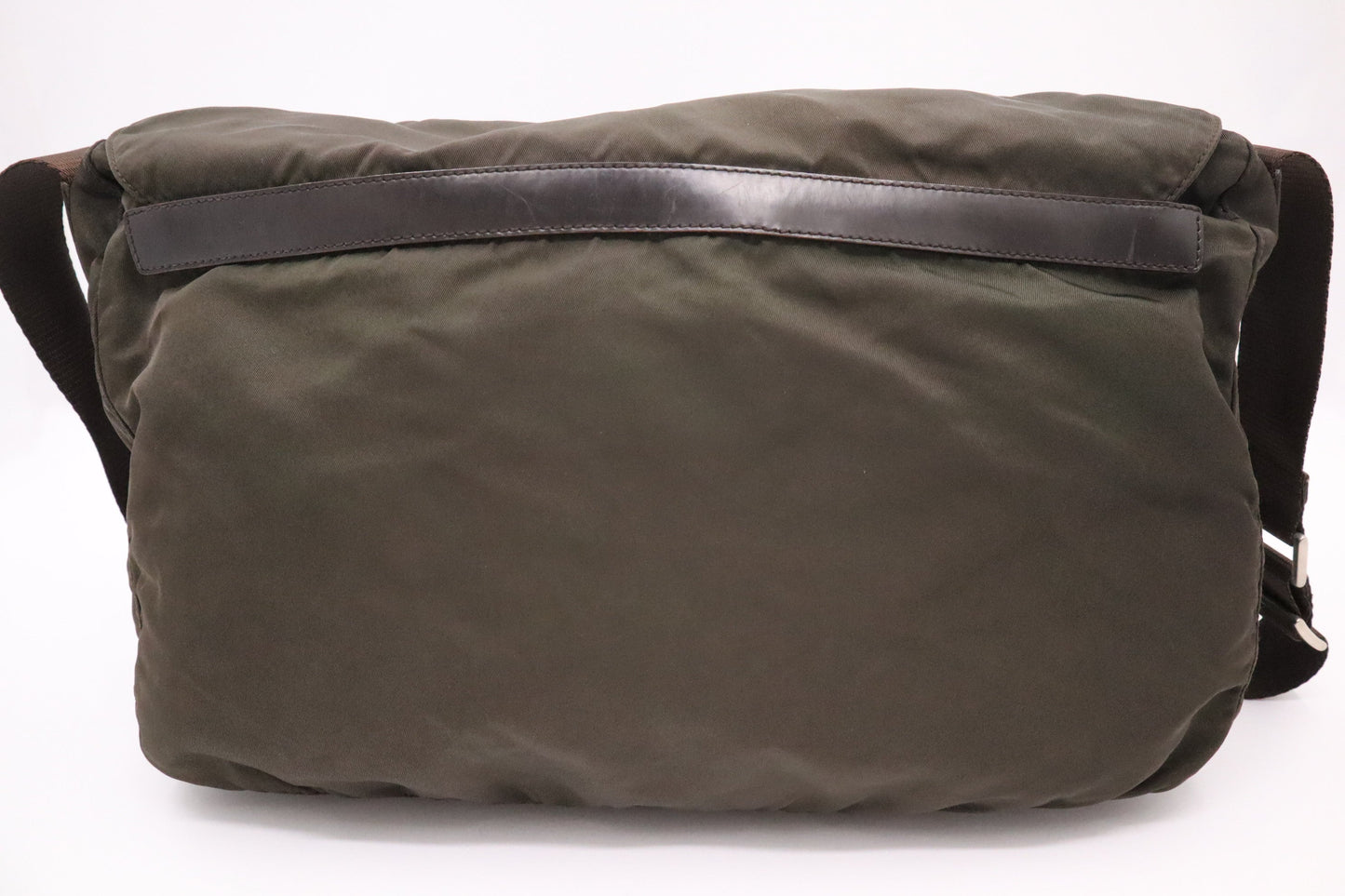 Prada Messenger Bag In Dark Nylon Green Travel Bag