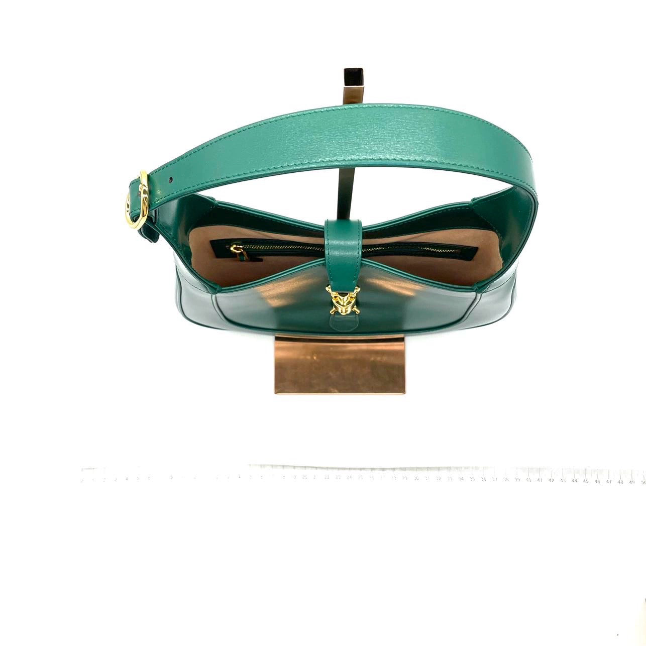 Gucci Jackie Adjustable Strap Leather Green Small Handbag