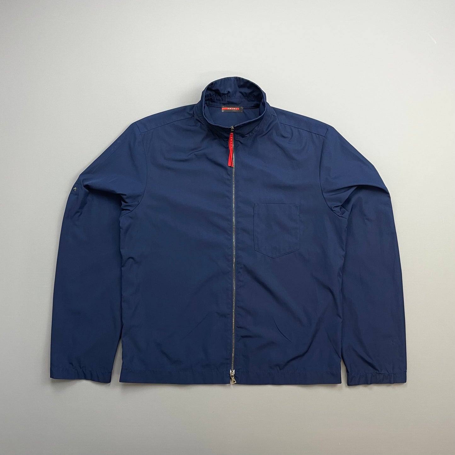Prada Handbag Sport 00s Lightweight Adjustable Sleeve Harrington Jacket Blue