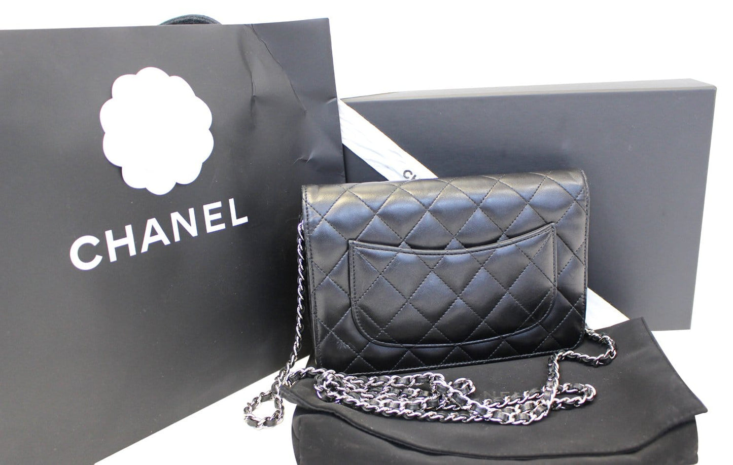 Chanel Wallet On Woc Clutch Crossbody Bag Black Chain