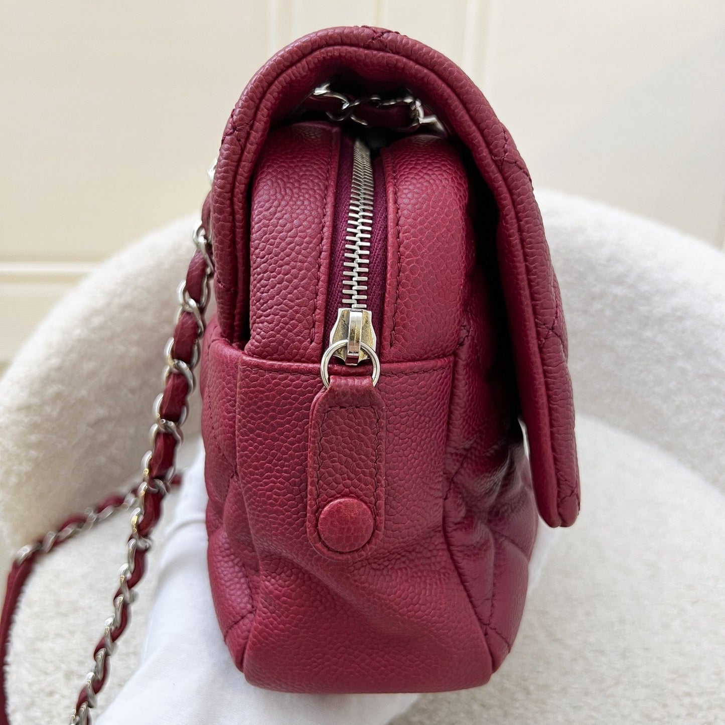 Chanel Easy Caviar Jumbo Flap Bag in Burgundy Red Caviar and Shw