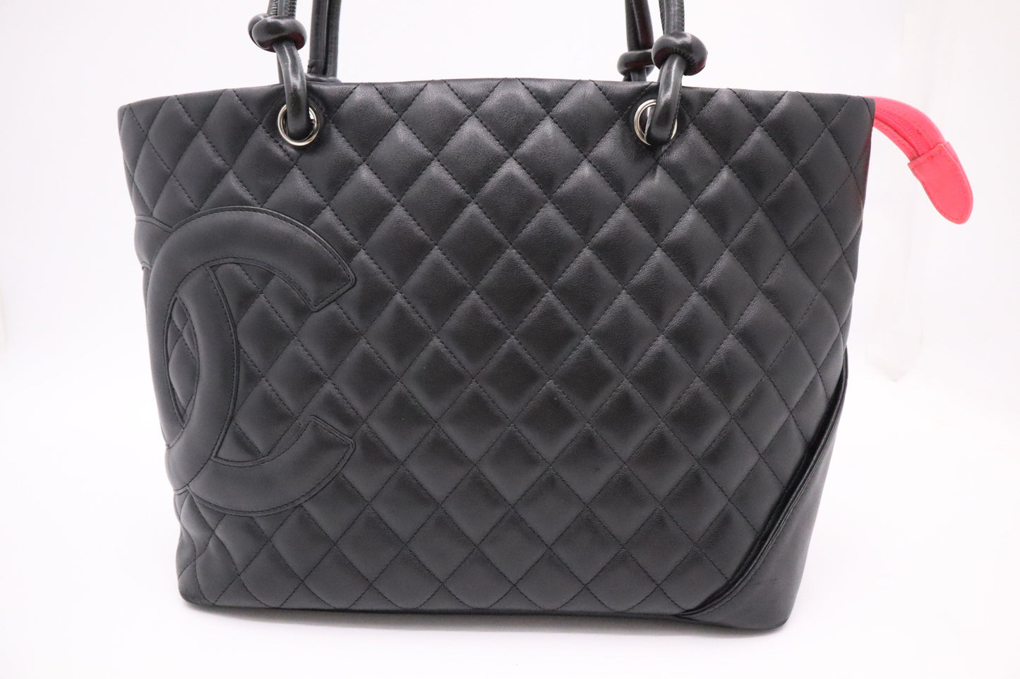 Chanel Cambon Mattelassé Black Leather Tote Bag