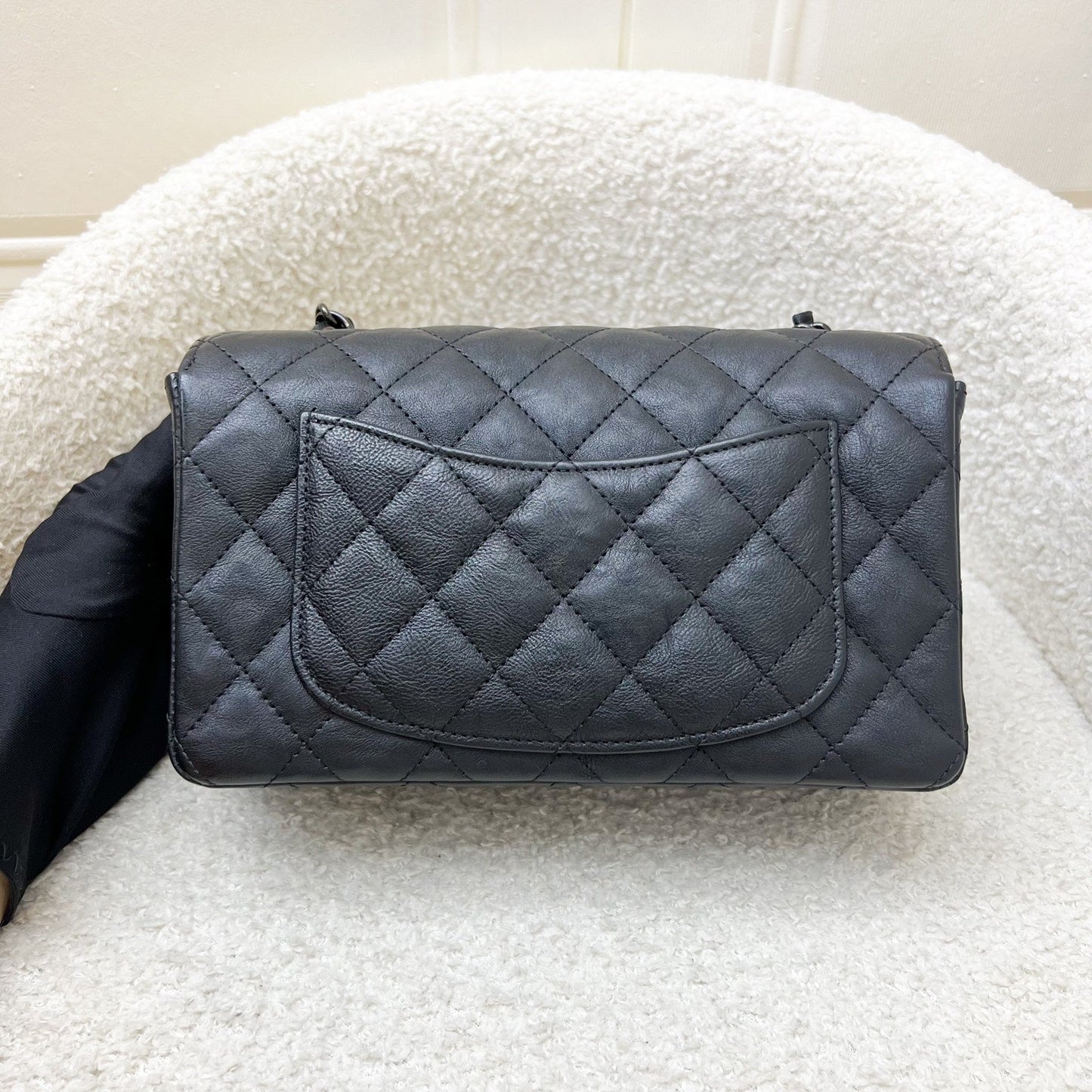 Chanel So Black Classic Mini Rectangular Flap In Black Distressed Calfskin And Black Hw (model: A69900) Bag