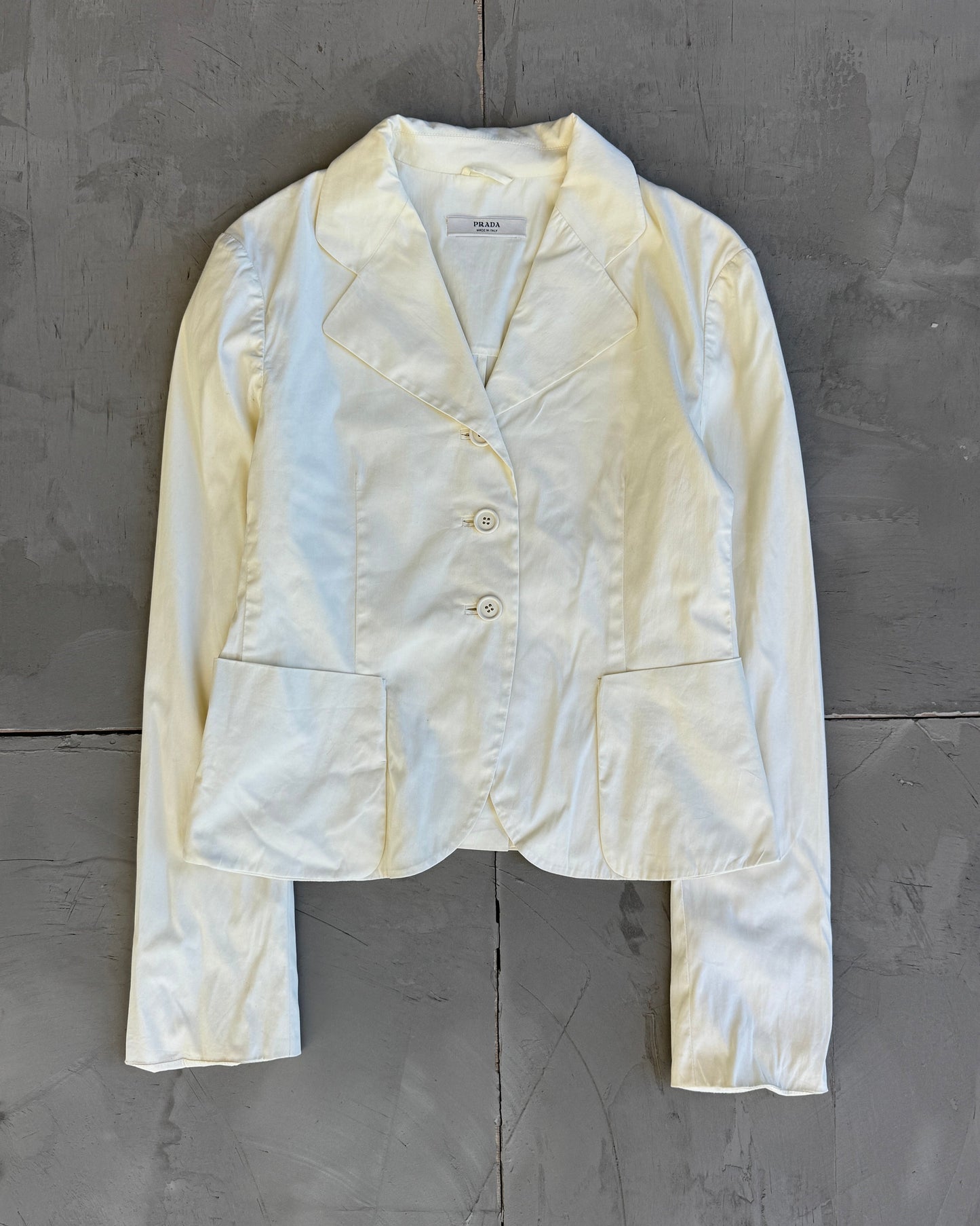 Prada Handbag Lightweight Cotton Blazer - M Cream