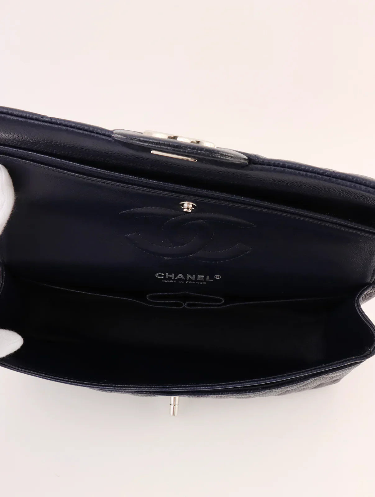 Chanel Around Made Caviar Skin Classic New Chain Bag Cm Navy