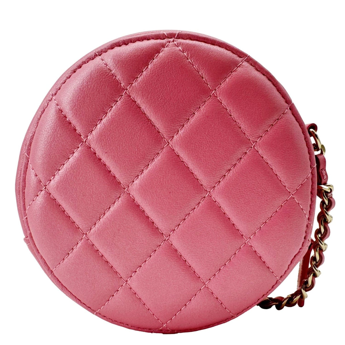 Chanel Round Pearls Quilted Leather Pink Travel Bag