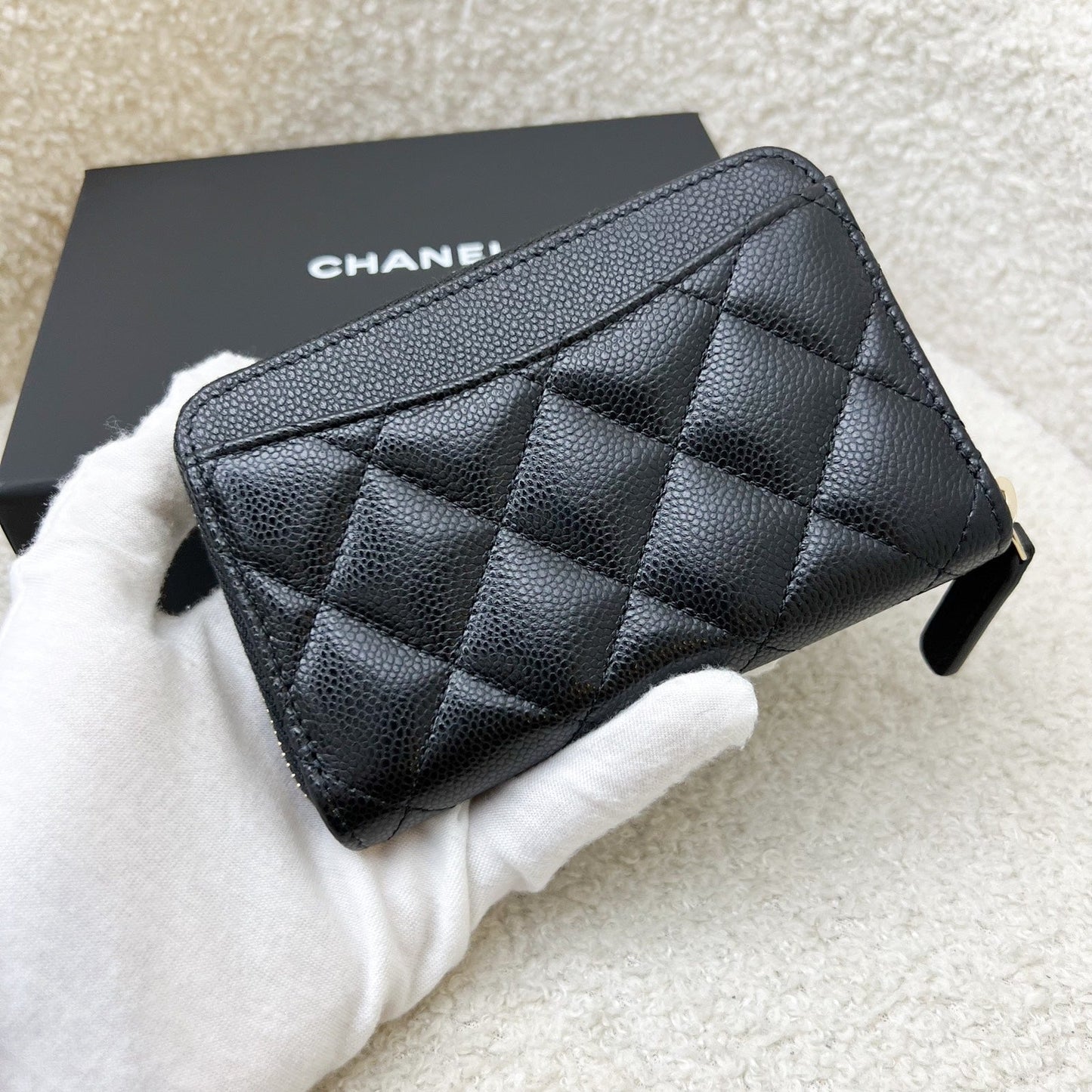 Chanel 25C New Zipped Small Wallet / Card Holder in Black Caviar and Lghw ( ) Handbag