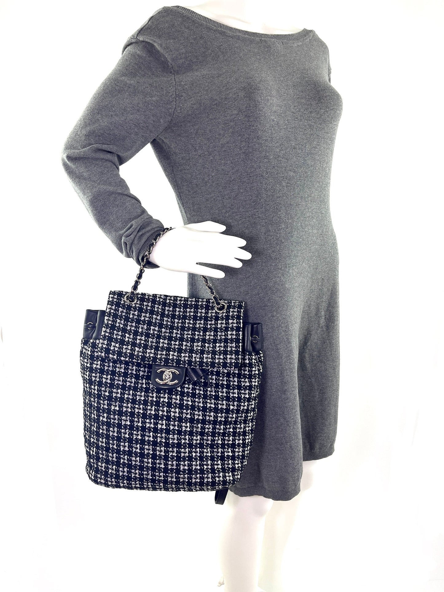 Chanel Urban Spirit Tweed Black White Backpack