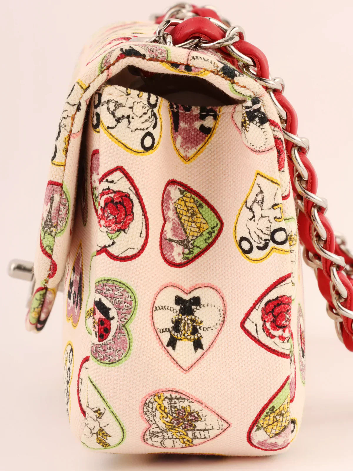 Chanel Around Made Valentine Icon Pattern Turn-Lock Chain Bag Baby Pink/Multi