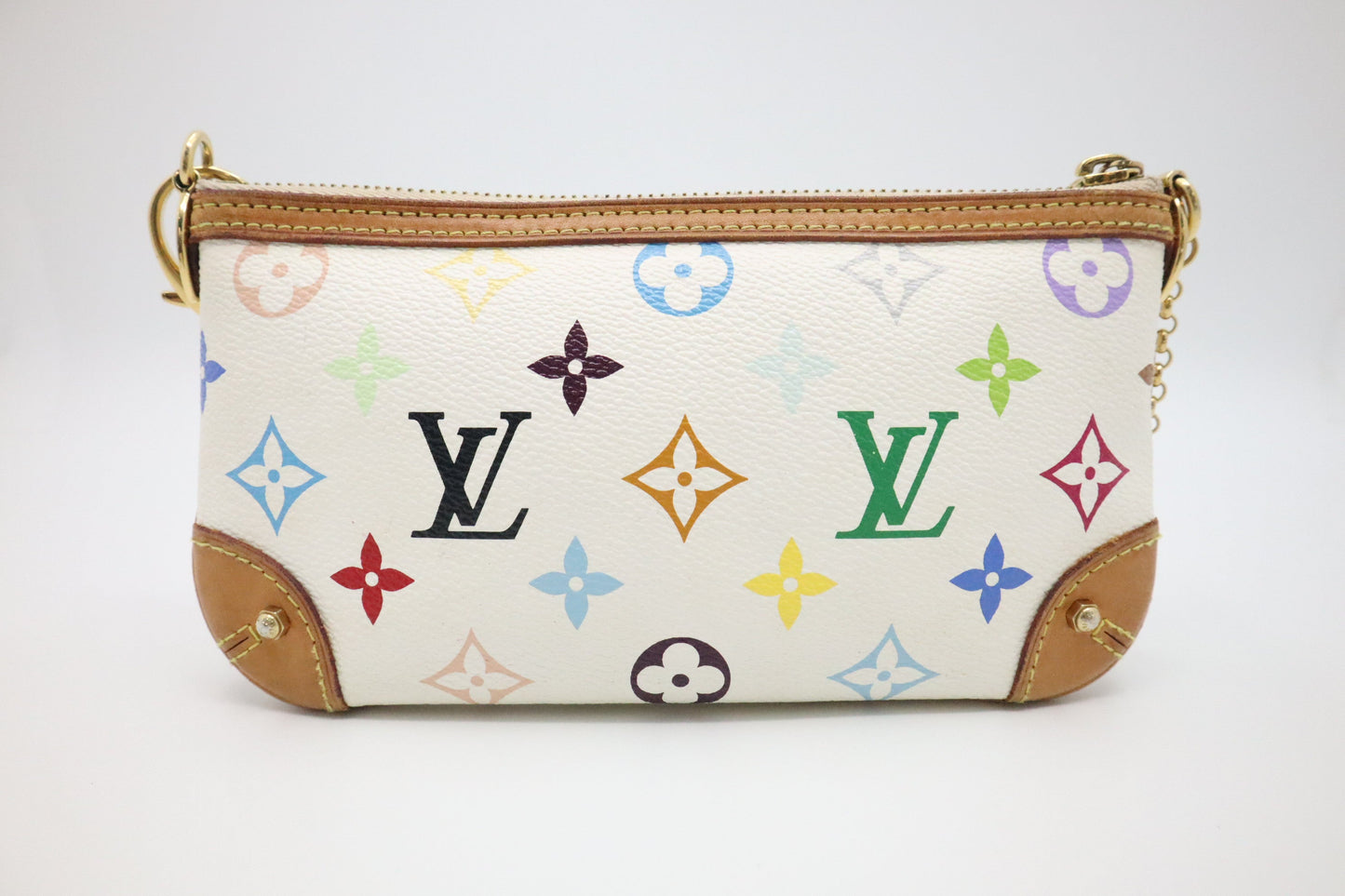 Louis Vuitton Pochette Milla MM Monogram Canvas White Multicolor Clutch Bag