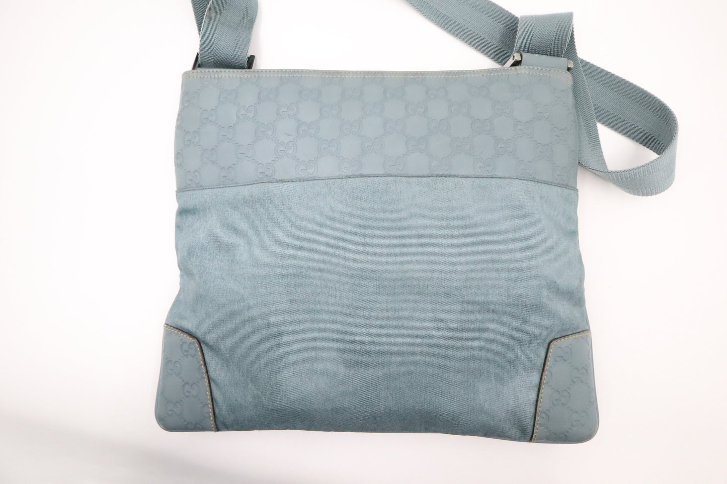 Gucci Light & Guccissima Leather Canvas Blue Crossbody Bag