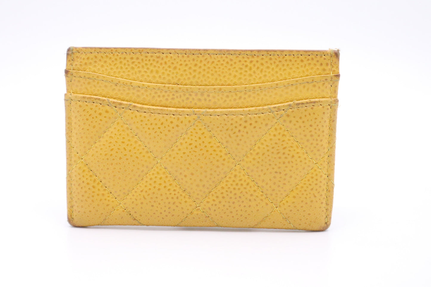 Chanel Card Yellow Caviar Leather Wallet Case