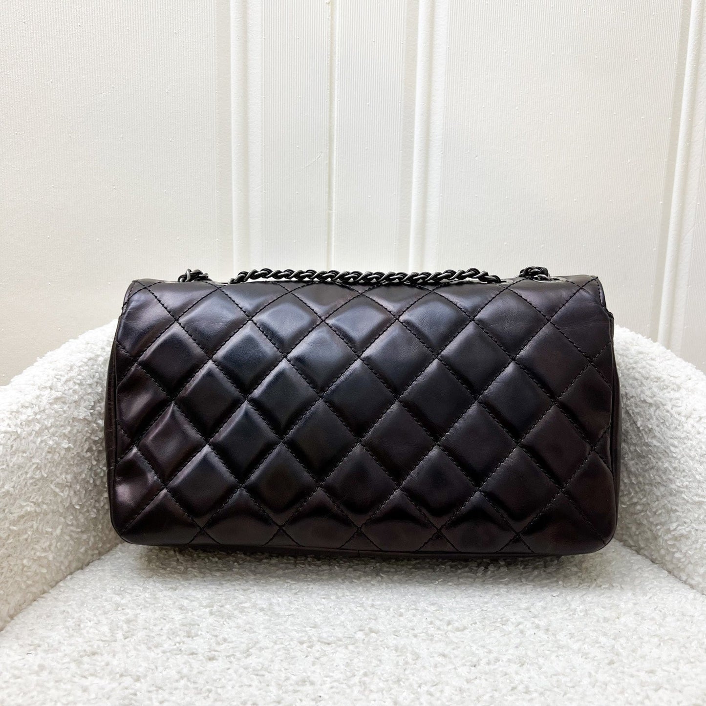 Chanel Seasonal Medium Flap Bag with Dark Bronze Shiny Calfskin and RHW