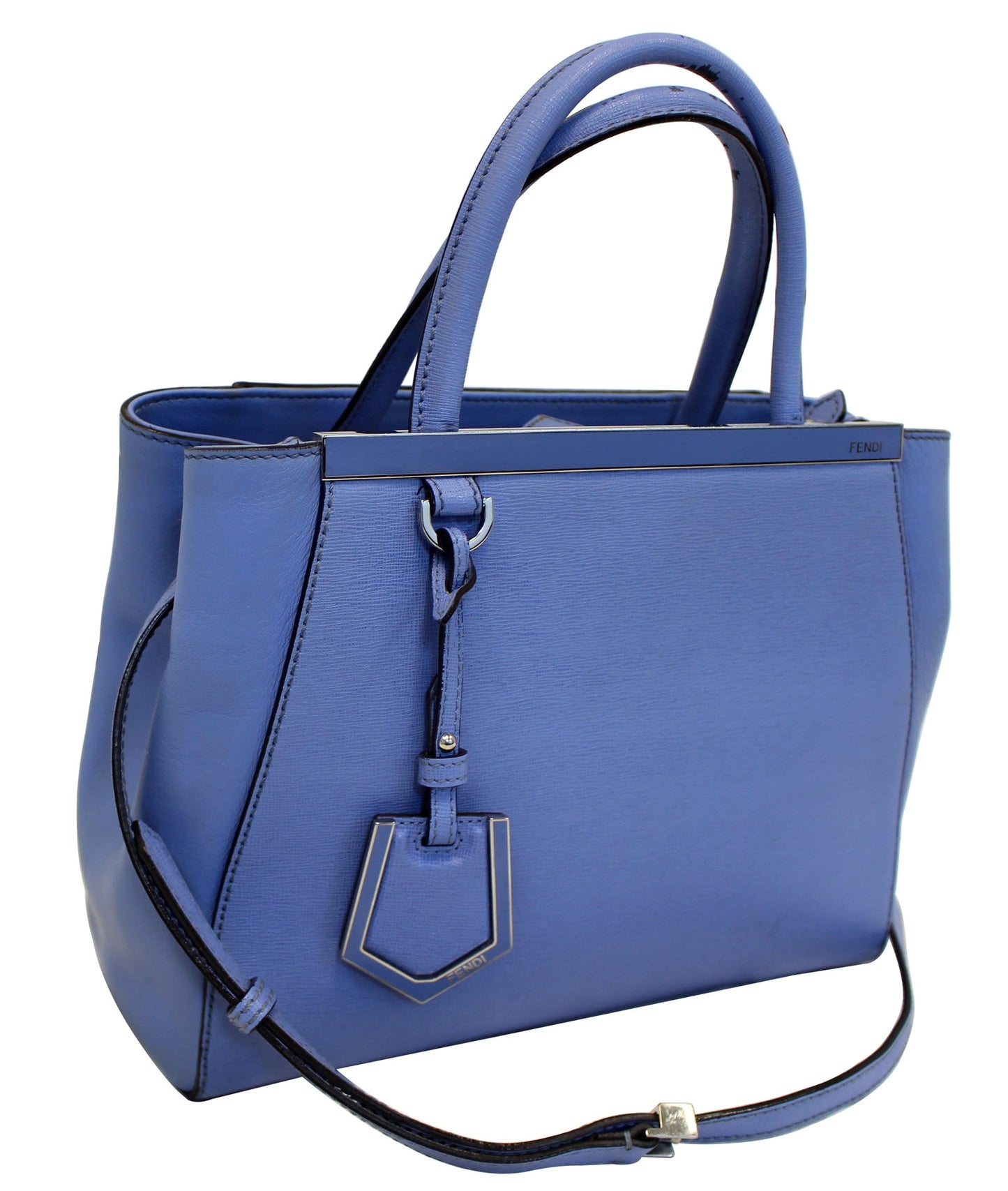 Fendi Roma Petite Jours Shoulder Handbag Leather Blue Shoulder Bag
