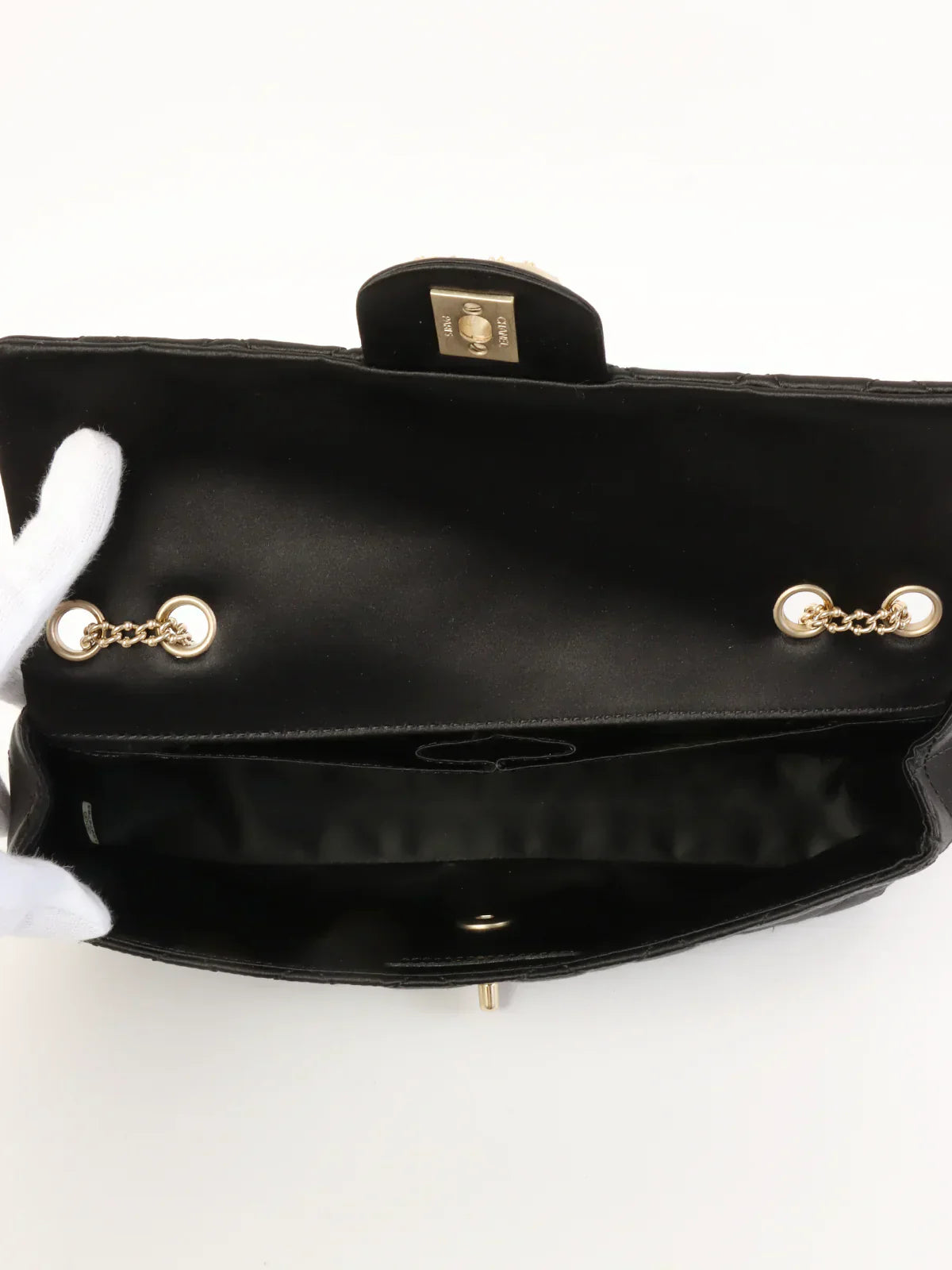 Chanel Around Made Silk Satin Gripoix Turn-Lock Chain Bag Black/Gold/Multi