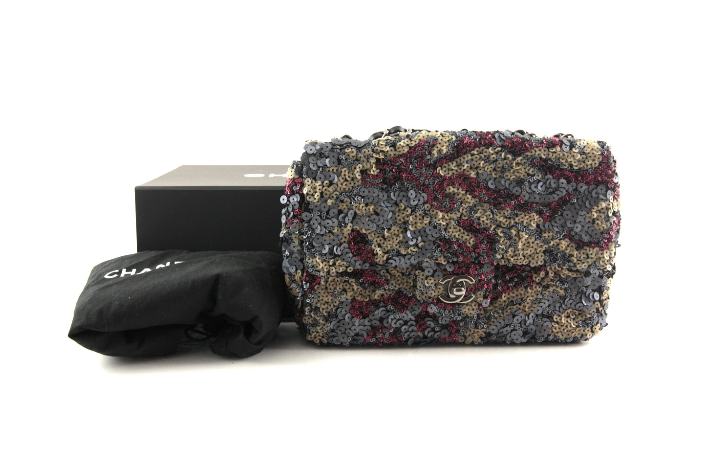 Chanel 2013 Sequin Embellished Metallic Pink Medium Flap Bag