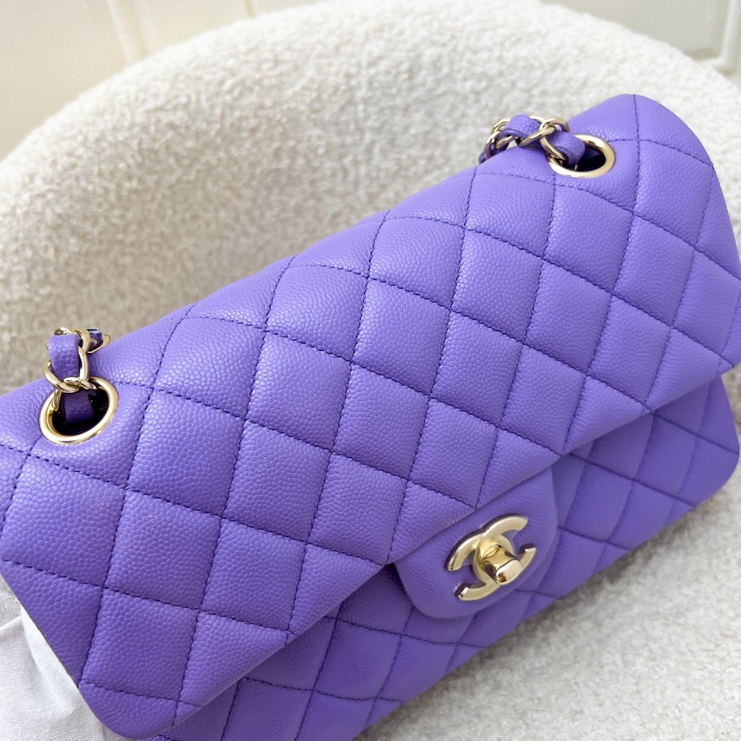 Chanel Classic Flap Small Cf in 20S Purple Caviar Lghw Handbag