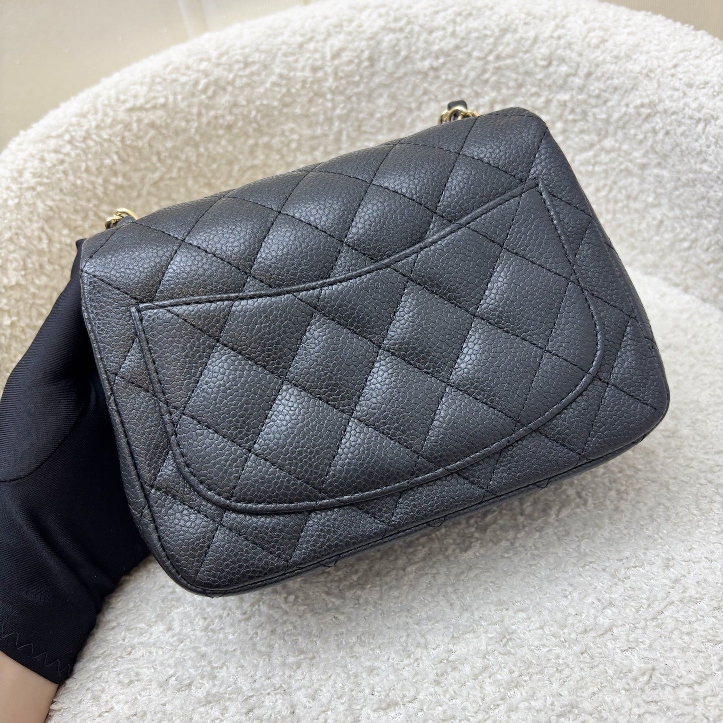 Chanel Classic Square Mini Flap in Black Caviar and Matte Ghw Handbag