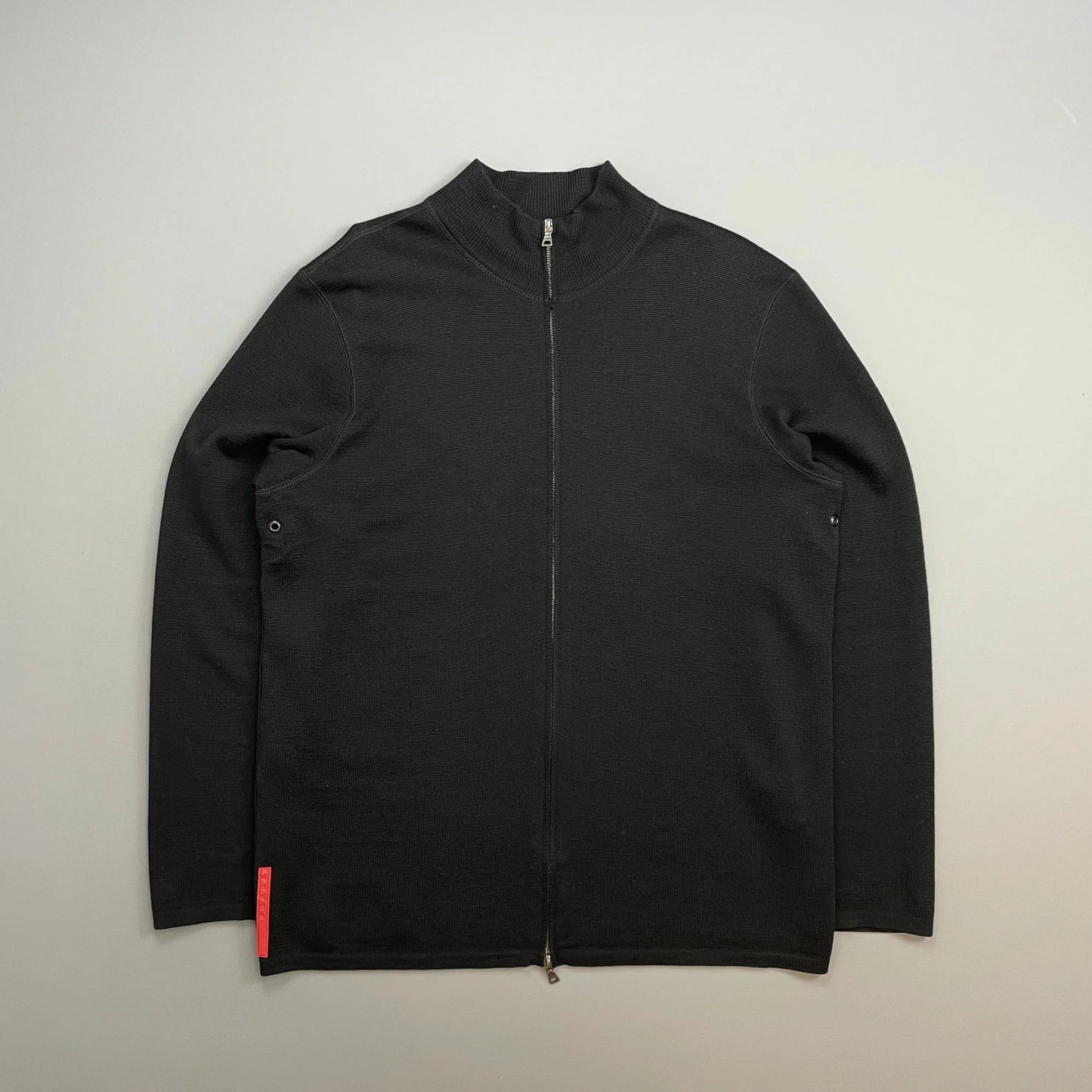 Prada Handbag Sport 00s Wool Knit -Through Cardigan Jumper Black Zip