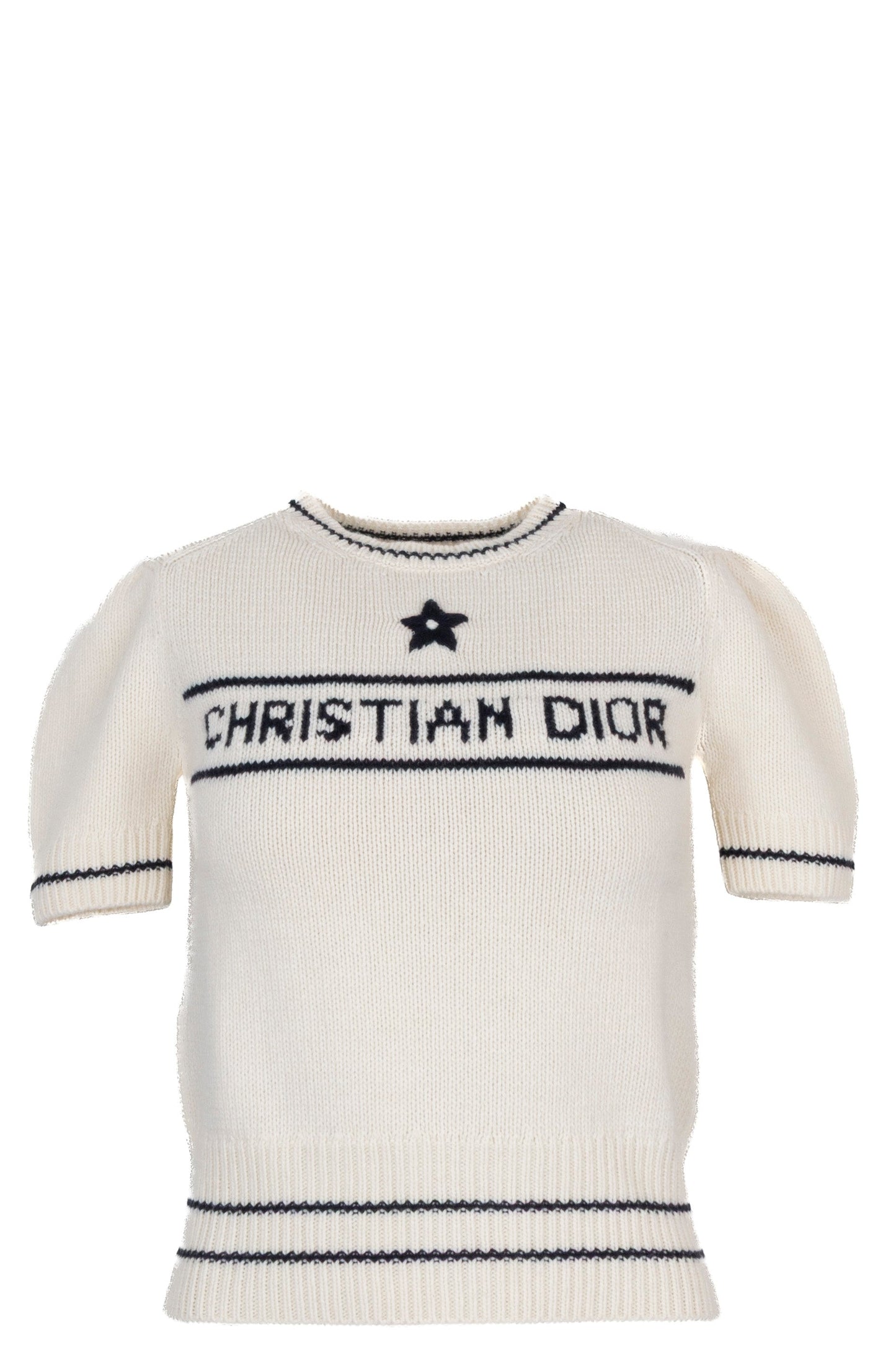 Dior Short Sleeve Knit White Logo Handbag
