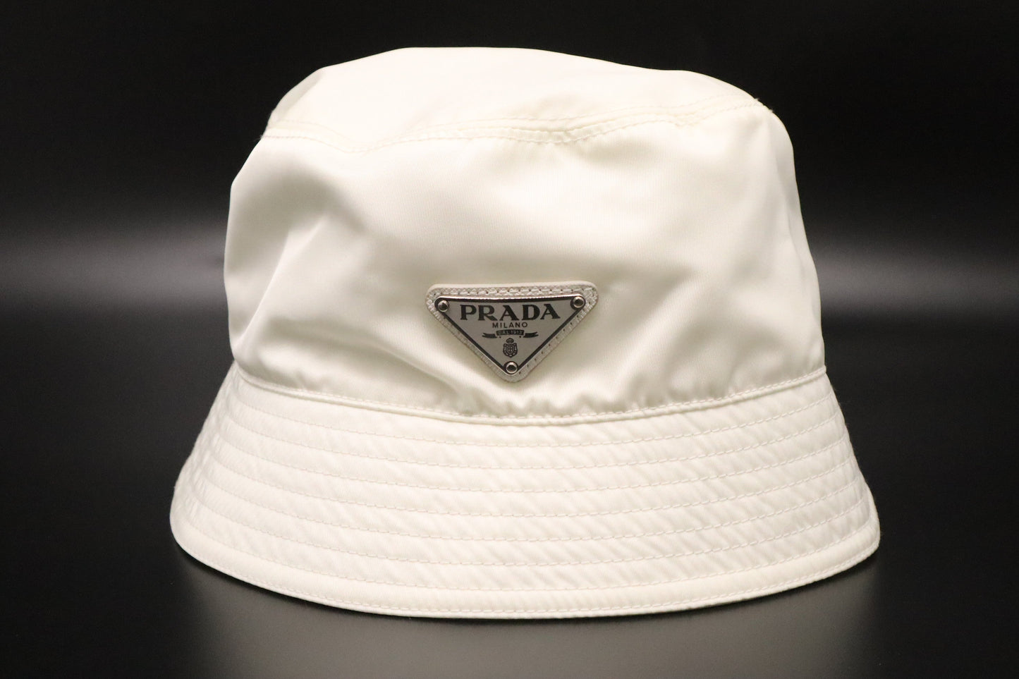 Prada Hat In Re Handbag Nylon White Bucket Bag