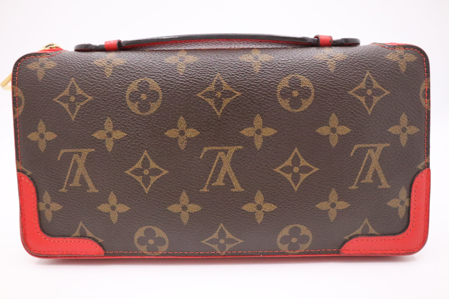 Louis Vuitton Retiro Daily Organizer Monogram Red Canvas Leather Handbag