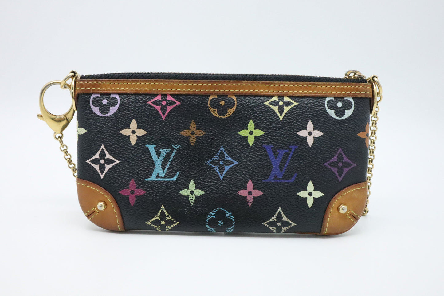 Louis Vuitton Pochette Milla MM Monogram Canvas Black Multicolor Clutch Bag
