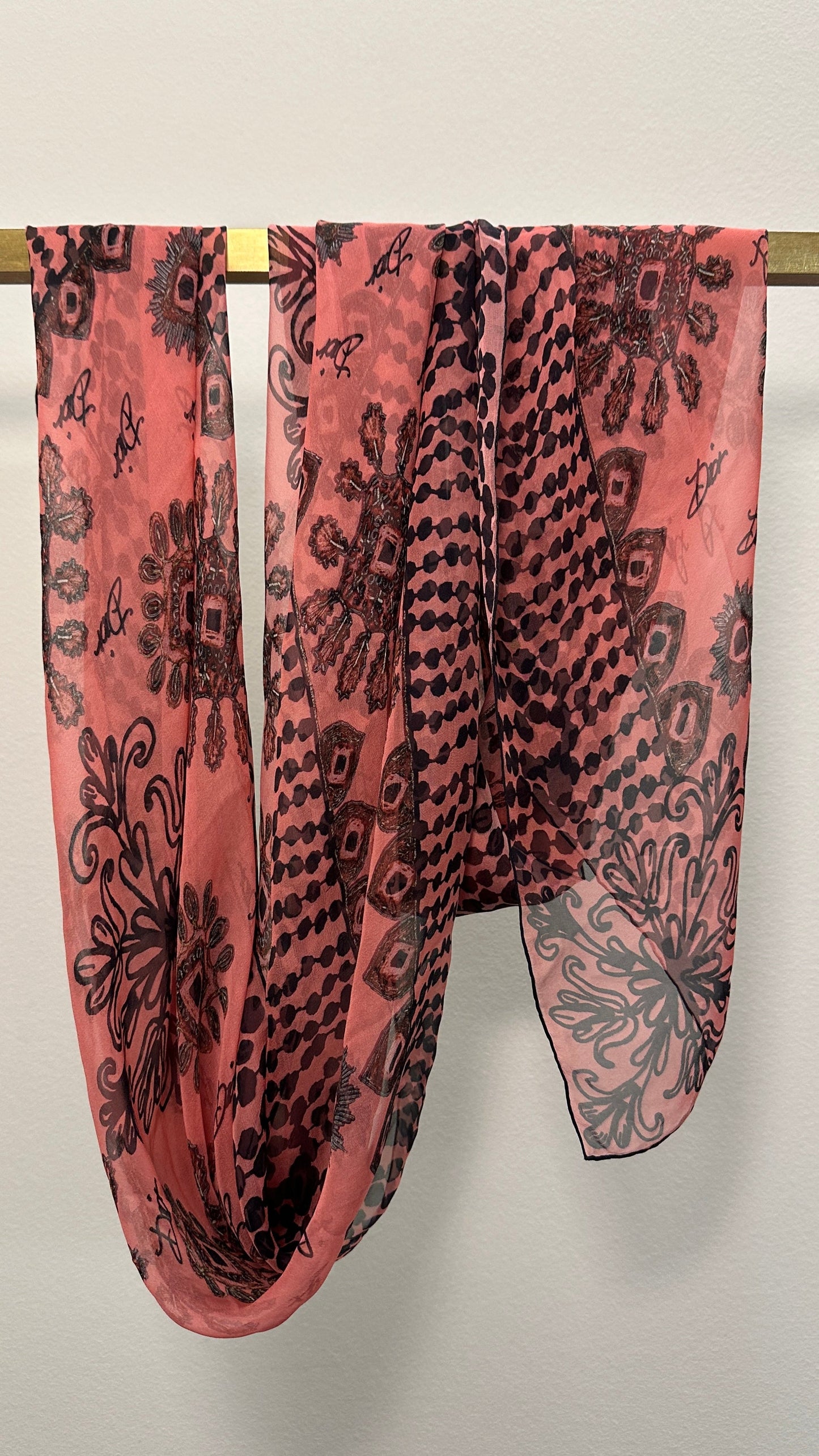 Dior Paisley Organza Silk Scarf Pink
