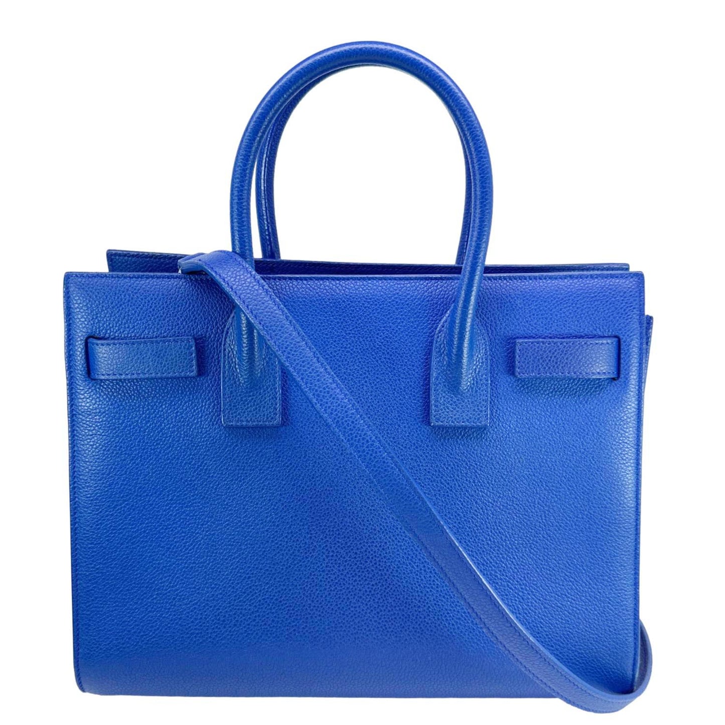 YSL Saint Laurent Yves Sac De Jour Shoulder Bag Leather Blue