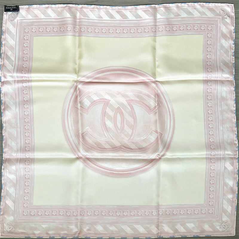 Chanel Vip Gift 65 X 65 Cm Scarf In Pink Silk Bag