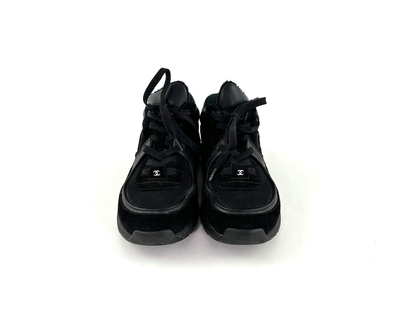 CHANEL Black 2020 Interlocking CC Logo Sneakers 39 8
