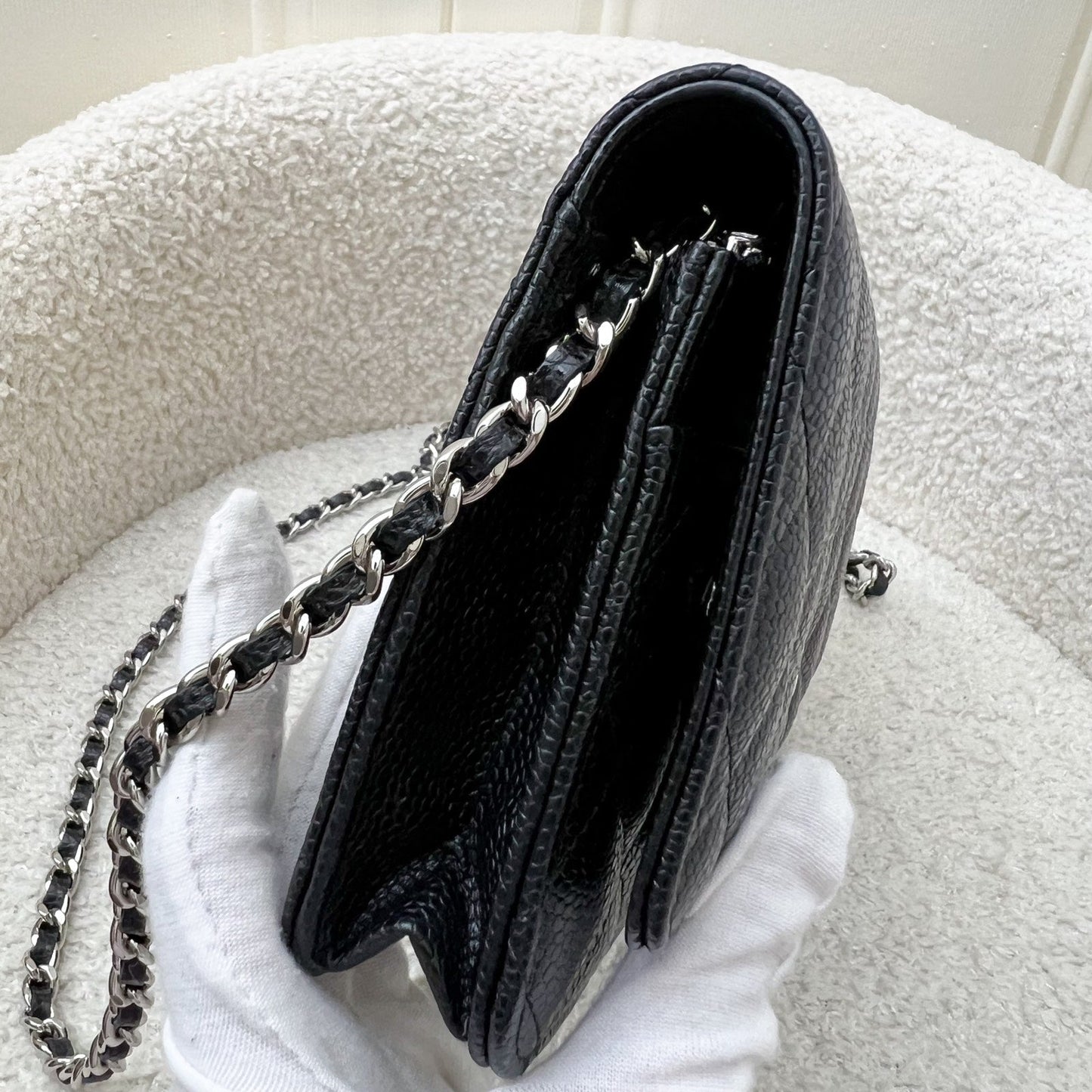 Chanel Classic Wallet on Chain WOC in Black Caviar and Shw Handbag