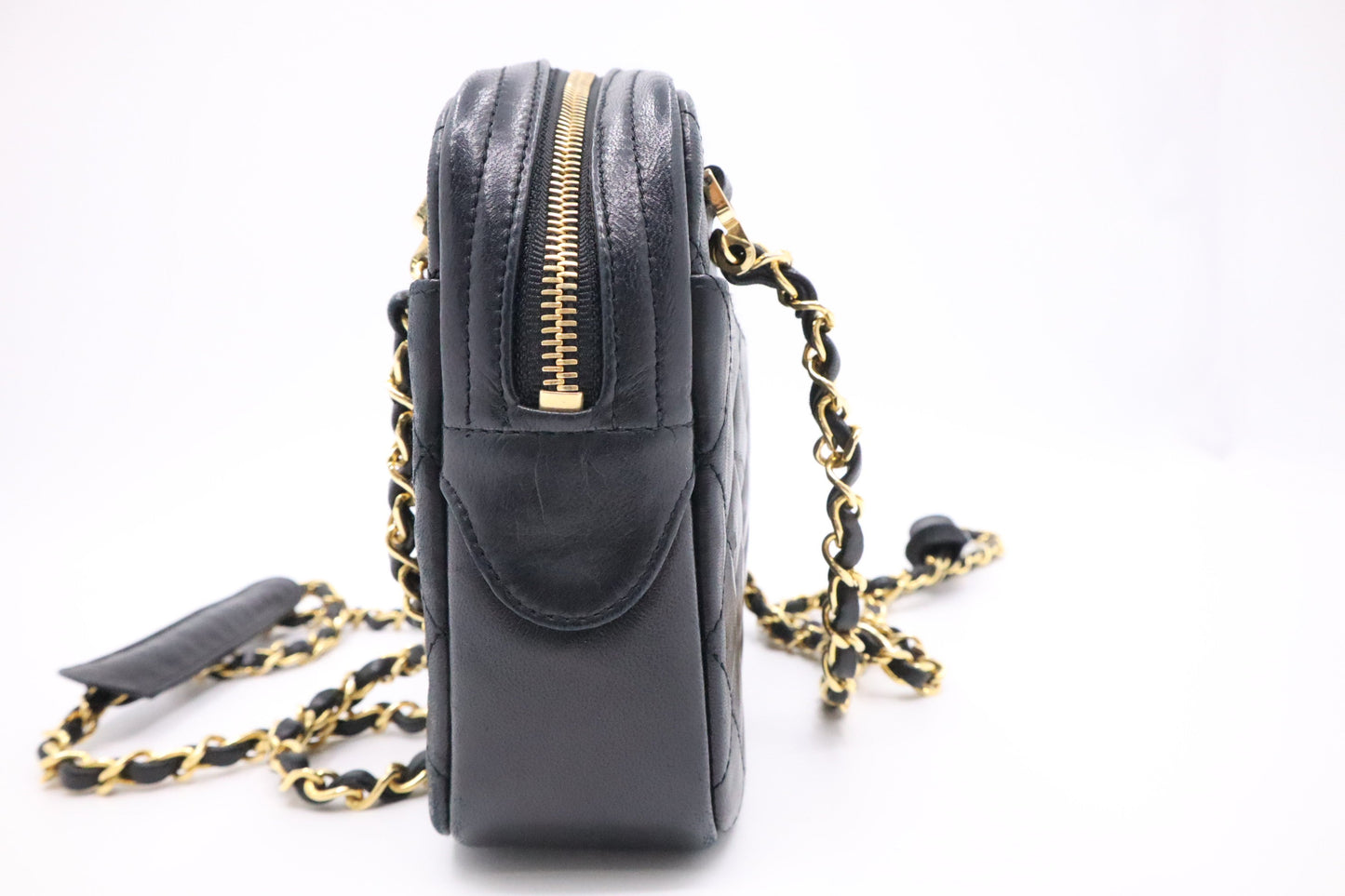Chanel Camera Mattelassé Black Leather Crossbody Bag