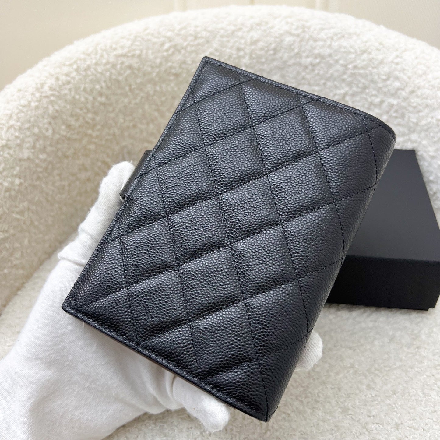 Chanel 24K Bifold Wallet In Black Caviar And Lghw Bag