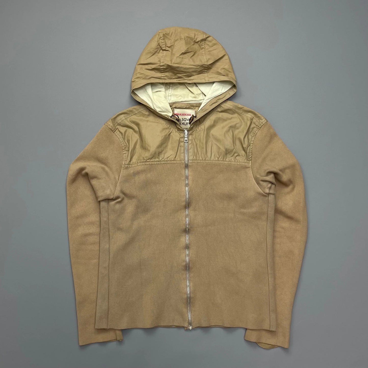 Prada Handbag Sport Knit Hoodie with Contrast Hood Brown