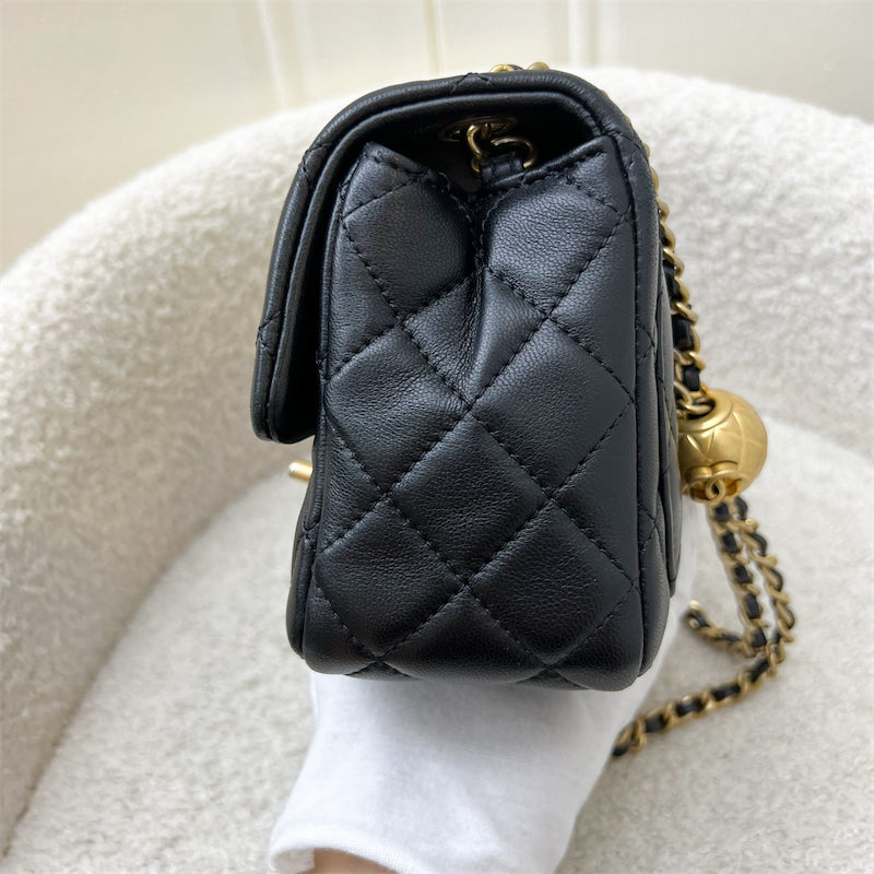 Chanel Pearl Crush Square Mini Flap in Black Lambskin and AGHW (Model: AS1786)