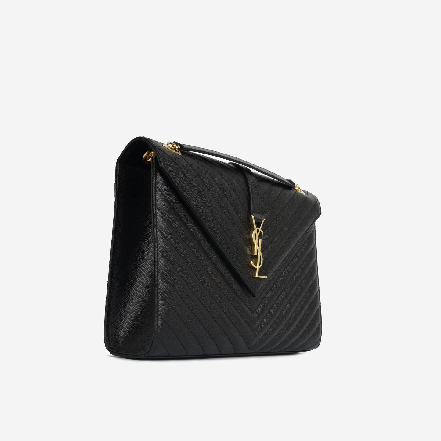 YSL Saint Laurent Envelope Bag Large Crossbody Bag Black Grained Ghw
