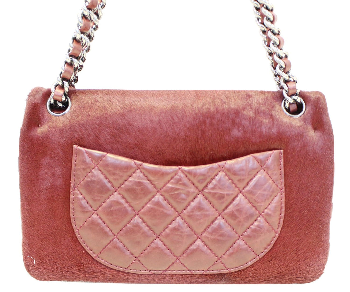 Chanel Burgundy Quilted Pony Hair Double Leather Travel Bag