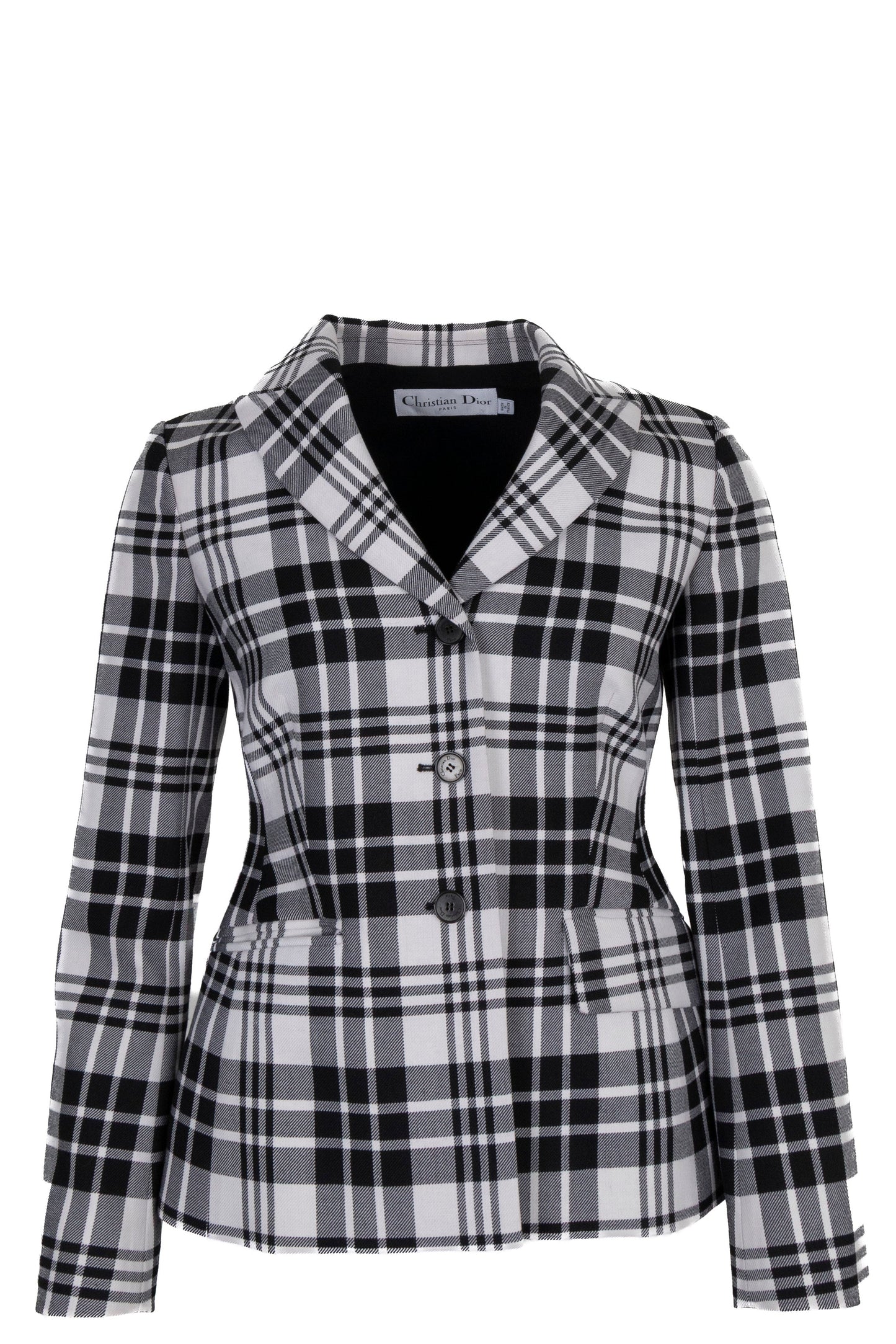 Dior Bar Jacket Check Wool Black White Handbag