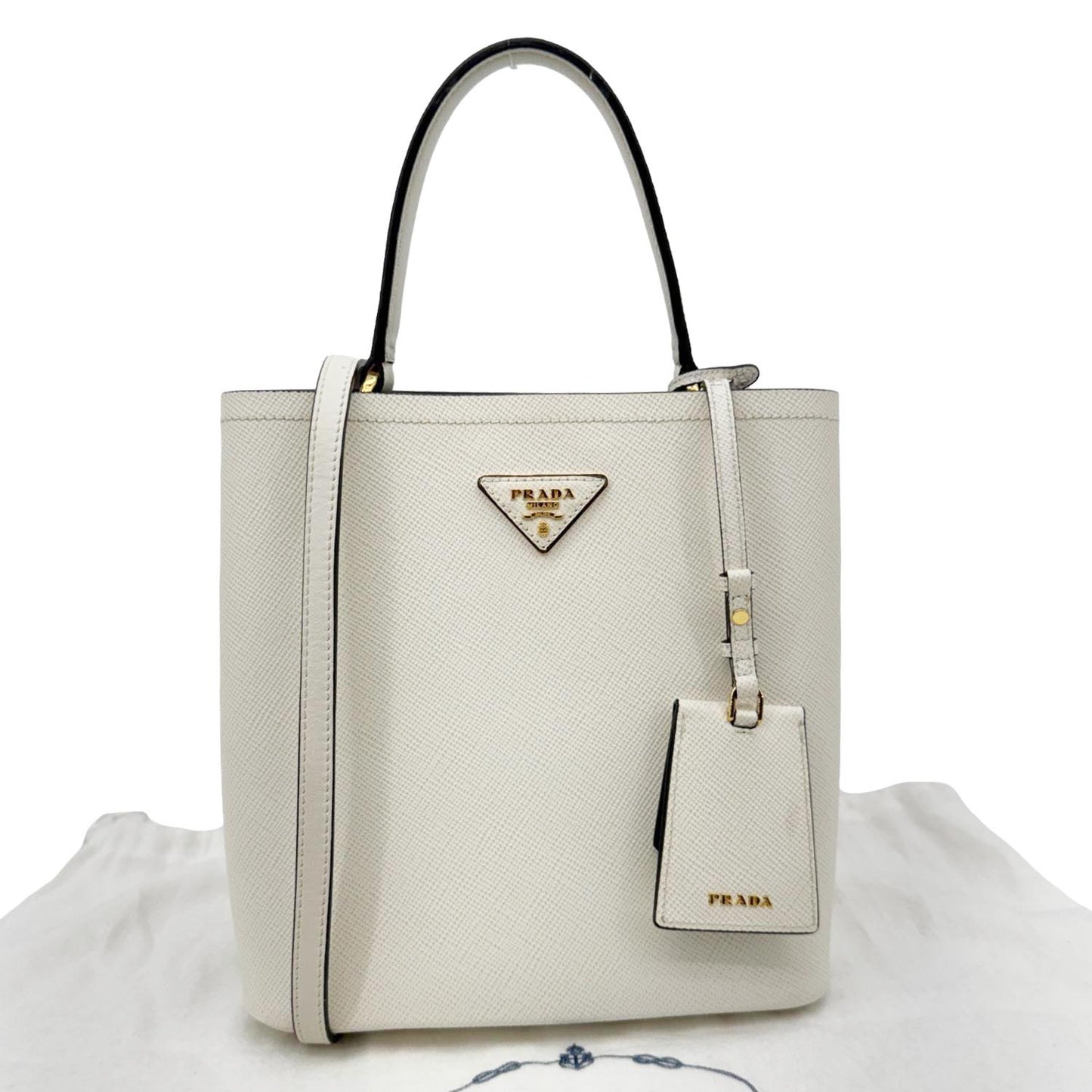 Panier Saffiano Cuir Bag Leather White Bucket Bag