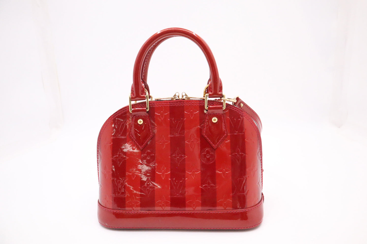 Louis Vuitton Alma BB Pomme d'Amour Rayures Vernis Leather Handbag